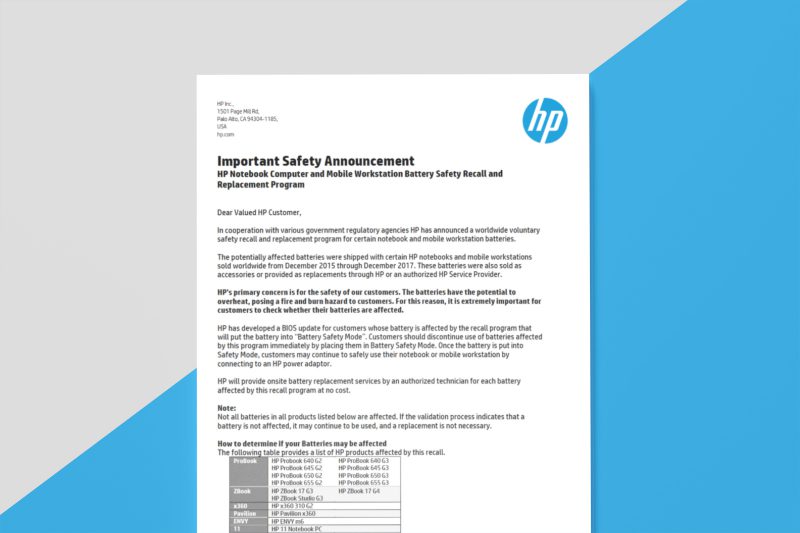 HP Battery Recall Replacement Programs & List of Recalls